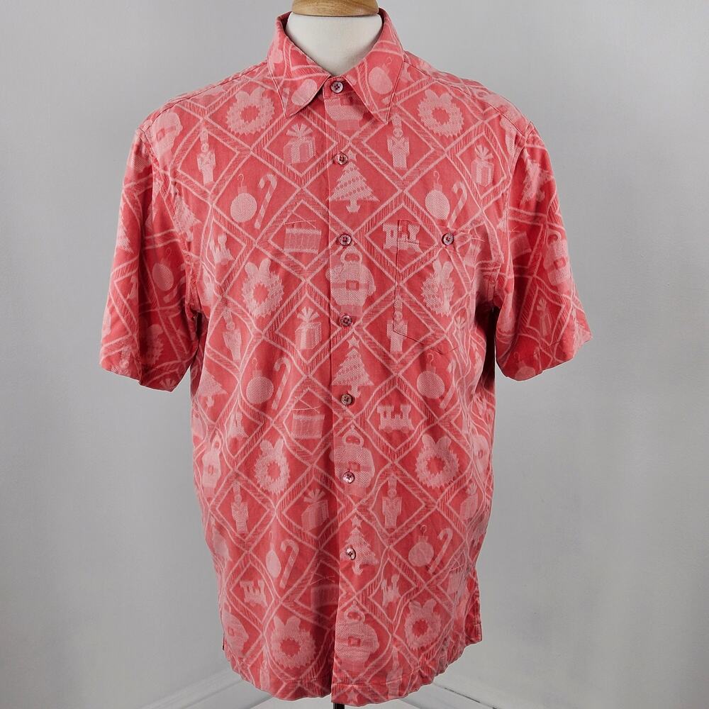 Tori Richard 2006 Holiday Christmas Hawaiian Red‎ Silk Shirt | Men's XL